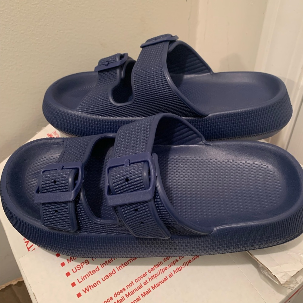 Unisex Navy Blue Slide Sandals